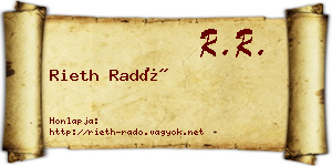 Rieth Radó névjegykártya